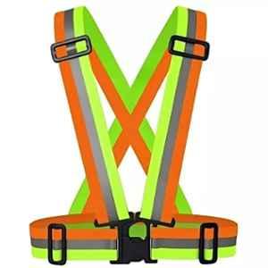 Swavind Polyester Multicolour Cross Reflective High Visibility Adjustable Safety Vest Belt