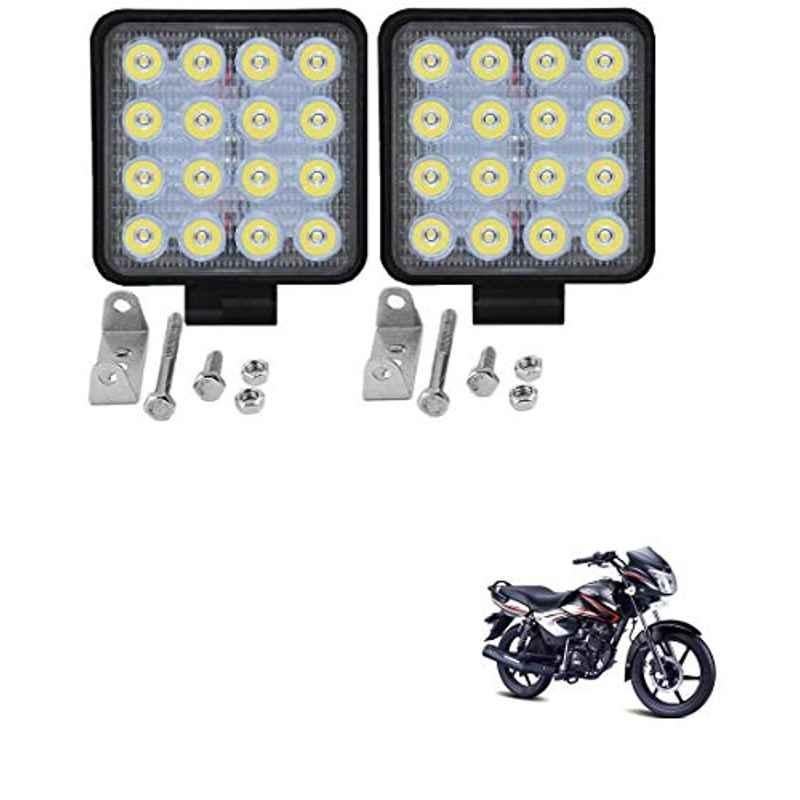 Kozdiko 2 Pcs 48W 16 LED Square Bright Beam White Fog Light Set for TVS Phoenix-1, koz_92976