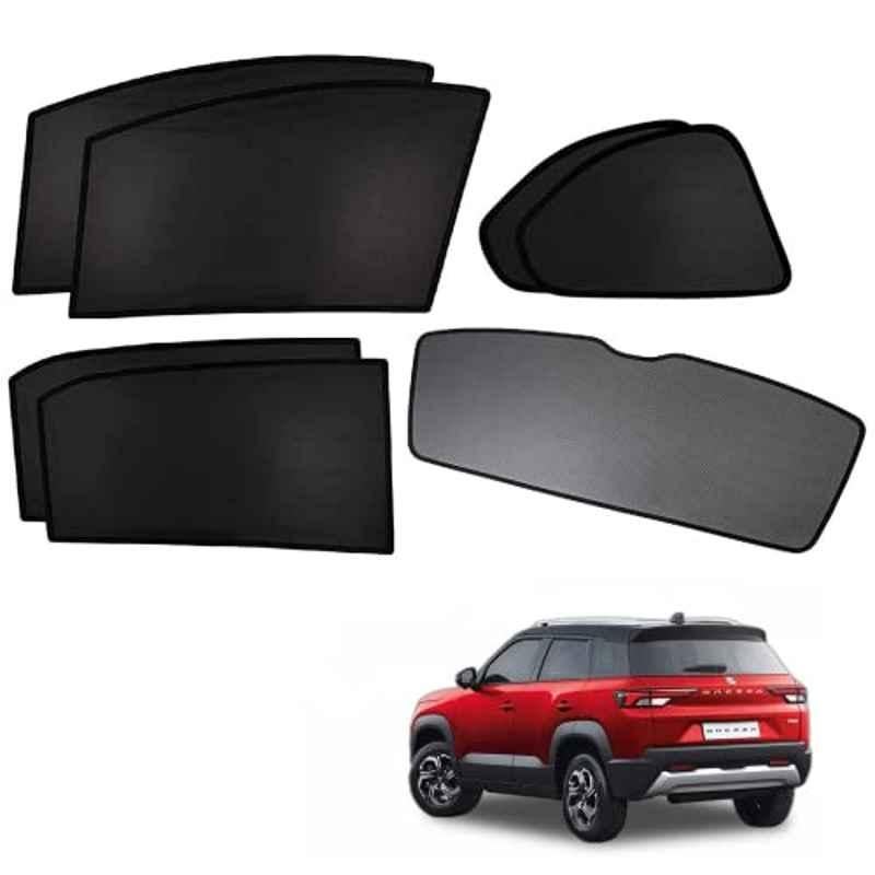 Kozdiko 5 Pcs Polyester Black Non Magnetic Window & Rear Sun Shades Set for Maruti Suzuki Brezza 2022-Present