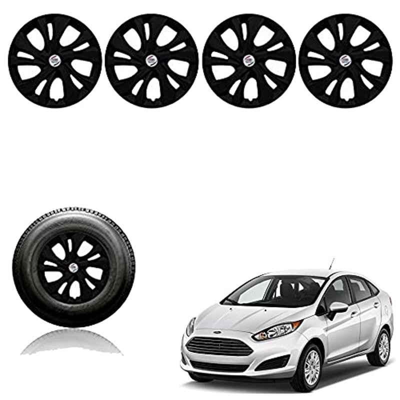 Auto Pearl 4 Pcs 14 inch Plastic Black Press Fitting Wheel Cover Set for Ford Fiesta