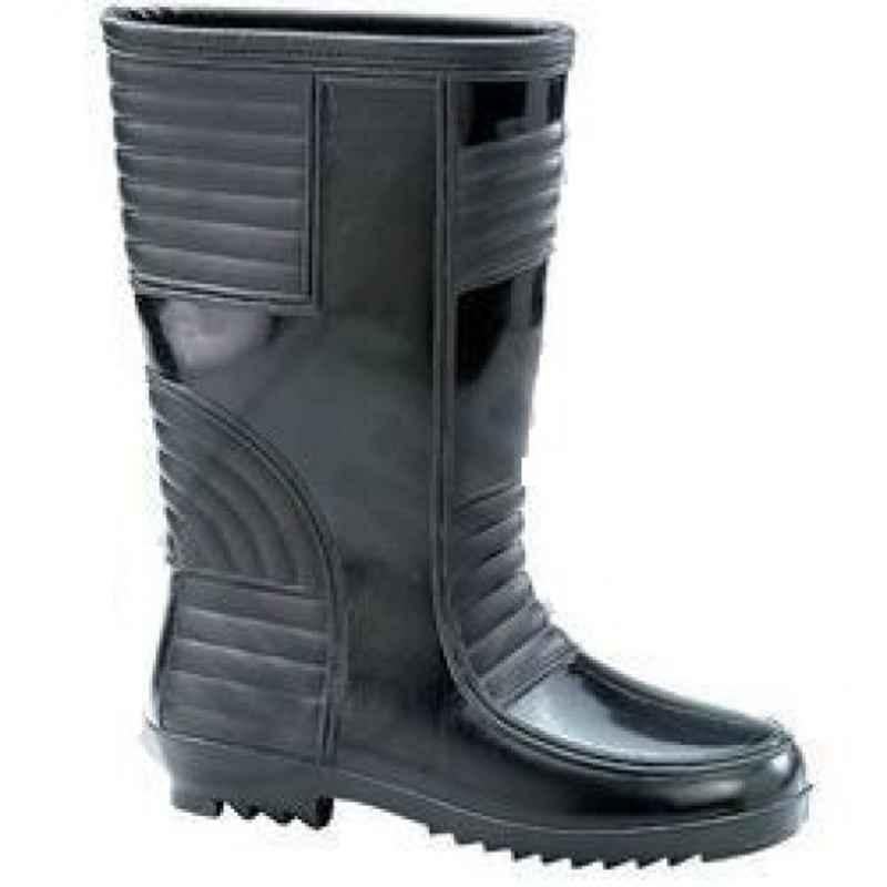 Mangla Plastic Tarzon Plain Toe Black Work Gum Boots, Size: 10
