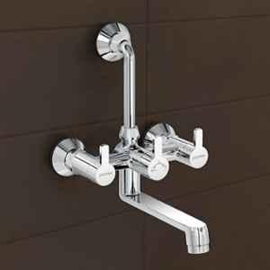 Plantex Brass Wall Mixer for Bathroom with L-Bend Connector for Overhead Shower/Mixer Tap/Wall Mixer for Bathroom 2-in-1 with 7 Year Warranty (FLO-818-Chrome)