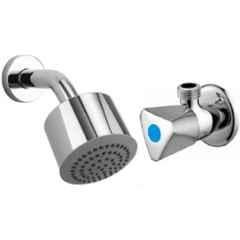 Senkiddpro Triangle Stainless Steel Chrome Finish Wall Mounted Angle Cock & Round Overhead Shower Combo