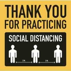 Color World Express Vinyl Self Adhesive Thank You For Practicing Social Distancing Signage Sticker with Both Side Laminated