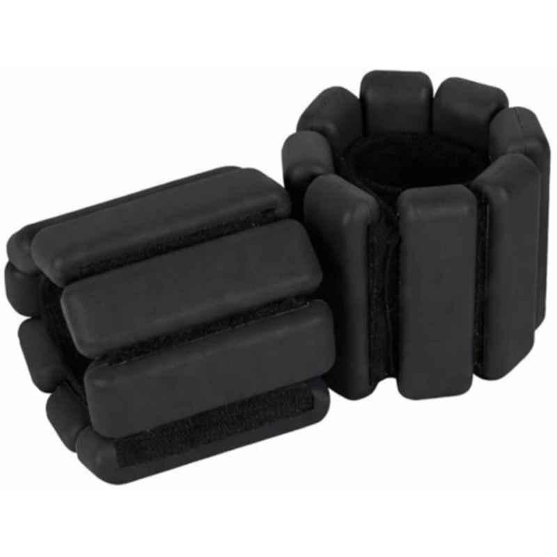 Shopeleven 2 Pcs 1kg Silicone Black Adjustable Wrist & Ankle Weight Set with Velcro Strap