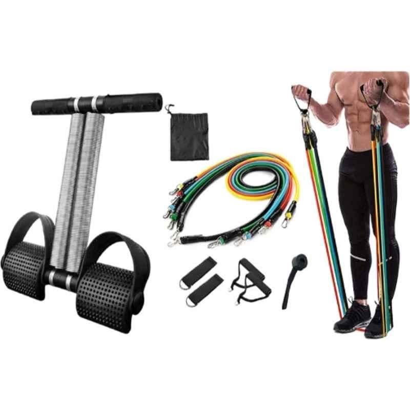 Shopeleven 150kg Stainless Steel & Plastic Double Spring Tummy Trimmer with Toning Tube Set