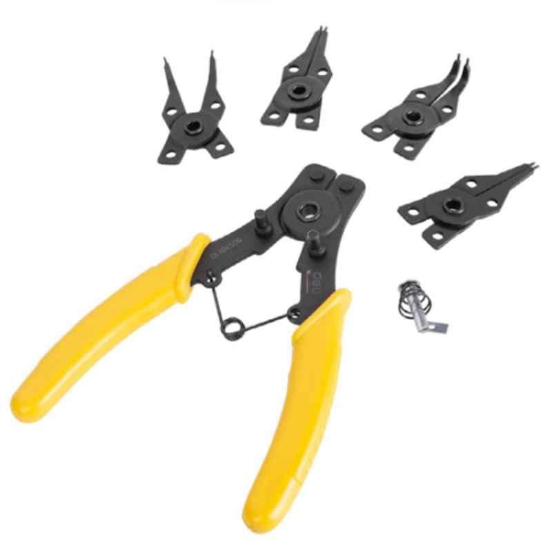 Deli EDL104506 6 inch Carbon Steel Interchangeable Head Multi-Function Circlip Plier
