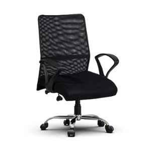 High Living Black Medium Back Mesh Executive Revolving Chair for Home & Office