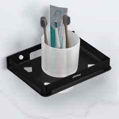 Plantex Tumbler Holder for Bathroom/Stainless Steel Toothbrush Holder/Toothpaste/Razor Holder/Bathroom Accessories Black