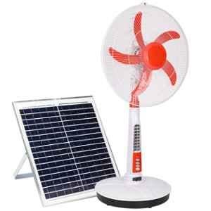 Gigawatts HYD-SF916A 18W White & Red Solar Powered Pedestal Fan with High Power Air Delivery, Sweep: 16 inch