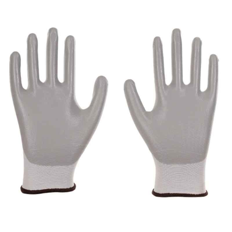 Mallcom P25NGA Polyester Grey Seamless Nitrile Gloves, Size: 9