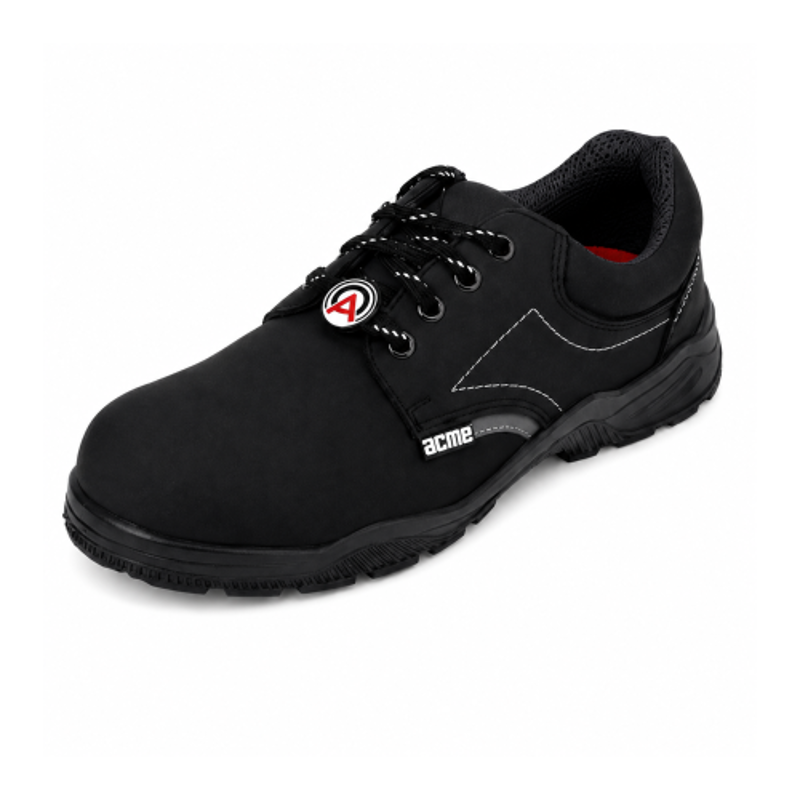 Acme Ether Aviator Leather Low Ankle Composite Toe Black Safety Shoes, Size: 12.5