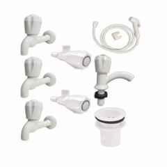 Fastgear ABS White Chrome Finish Bathroom Faucet Set, FG2782