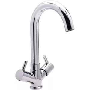 Fastgear Brass Silver Chrome Finish Deck Mount Centre Hole Turbo Wash Basin Mixer