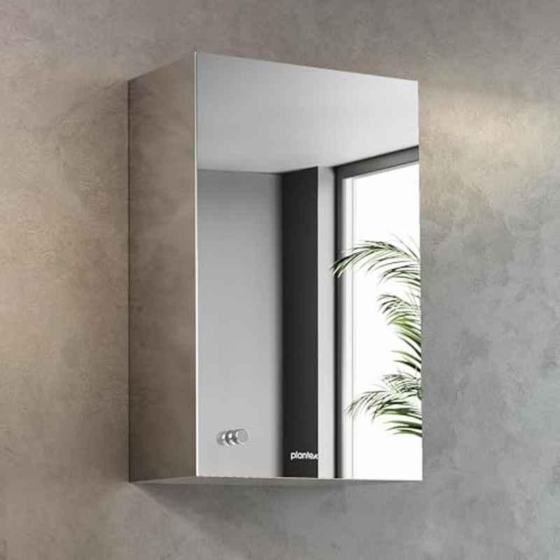 Plantex 10x16 inch Stainless Steel Silver Chrome Finish Wall Mounted Bathroom Mirror Cabinet