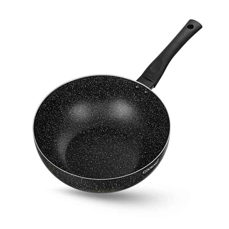 Cookaid Neo Glide 3 Litre 24cm Aluminium Black Non Stick PTFE Coated Wok Pan, CKD-NS-W24-13