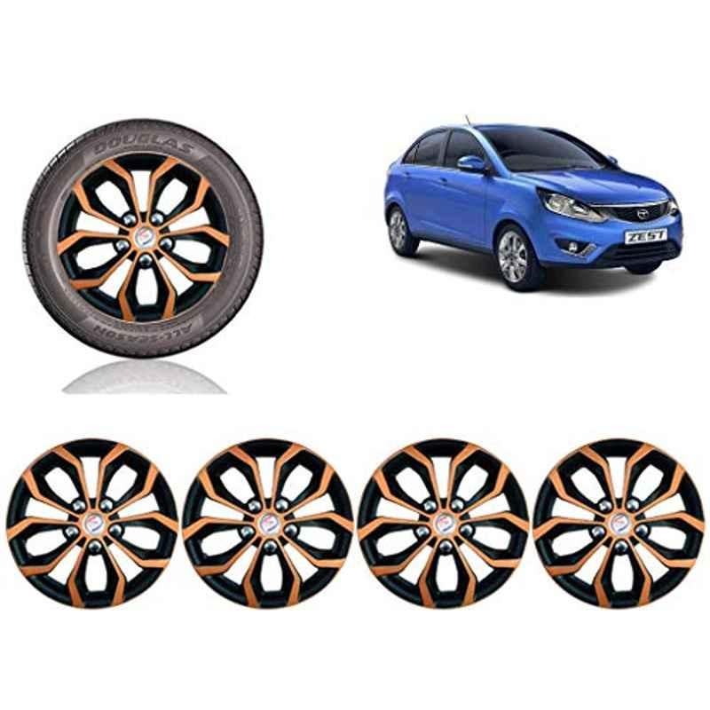 Auto Pearl 4 Pcs 14 inch ABS Copper & Black Car Wheel Cover Set for Tata Zest