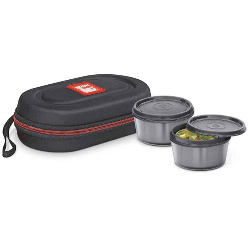 Milton Nutri 320ml 2 Pcs Container Stainless Steel Black Insulated Tiffin Box Set