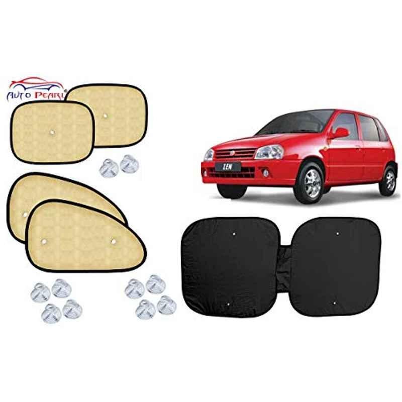 Auto Pearl 5 Pcs PVC & Mesh Beige Window & Front Sun Shade Set for Maruti Suzuki Zen