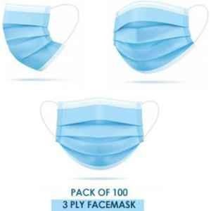 Wellstar 3 Layer Disposable Protective Anti Bacteria & Anti Pollution Blue Surgical Face Mask with Nose Pin, FACEMASK018 (Pack of 100)