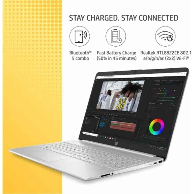 HP 15s Natural Silver Laptop with Intel Core i3-1115G4 11th Gen/8GB/512GB SSD/Win 11 Home & 15.6 inch LED Display, 15S-FQ2717TU