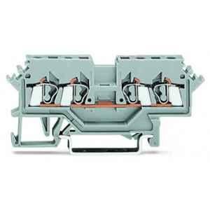 Wago 2.5 Sqmm Gray 4-Conductor Through Terminal Block Lateral Marker Slots for Cage Clamp, 280-621