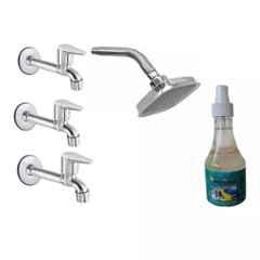 Fastgear 5 Pcs Fusion Stainless Steel Silver Chrome Finish Faucet Set with Shower, FG1230