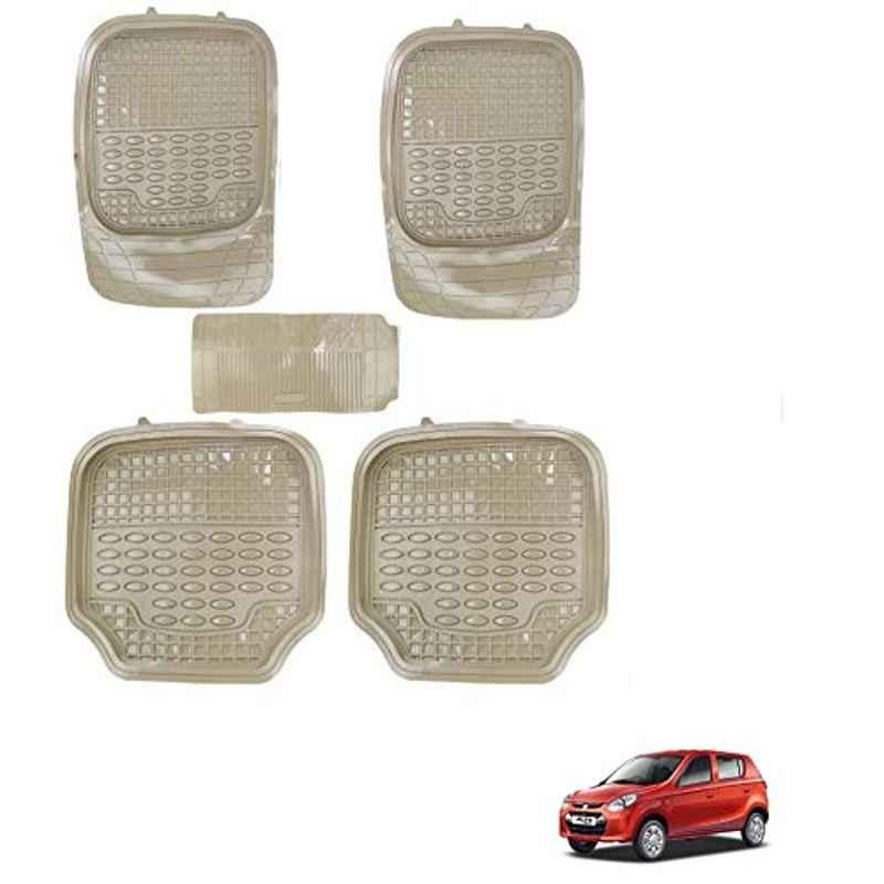Kozdiko 5 Pcs 4G Beige Rubber & PVC Heavy Car Foot Mat Set for Maruti Suzuki Alto 800, koz_80787