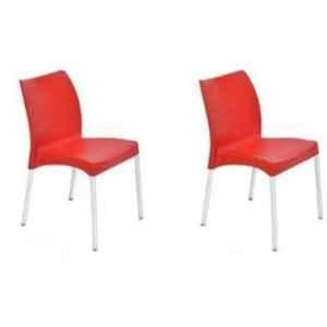 Nilkamal Novella Plastic Red Outdoor Chair, (Pack of 2)