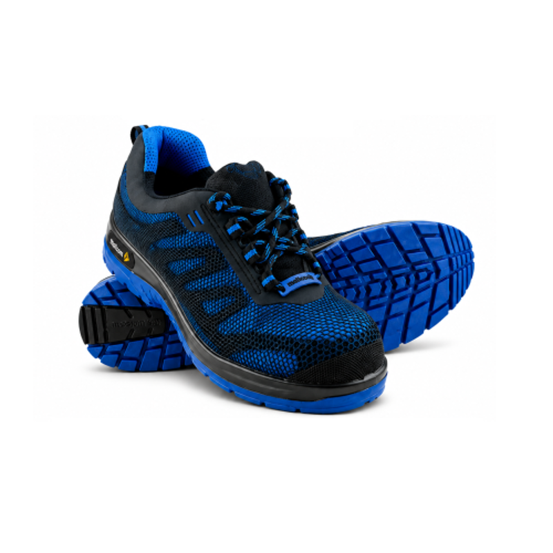 Mallcom Freddie G22 Knitted Upper Direct Injected Double Density PU Sole Composite Toe Cap Black & Navy Blue Safety Shoes, Size: 6