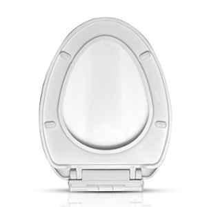 Elegant Casa 44x36cm White Round Sleek Soft-Closing PP Toilet Seat Cover for Commode, A1