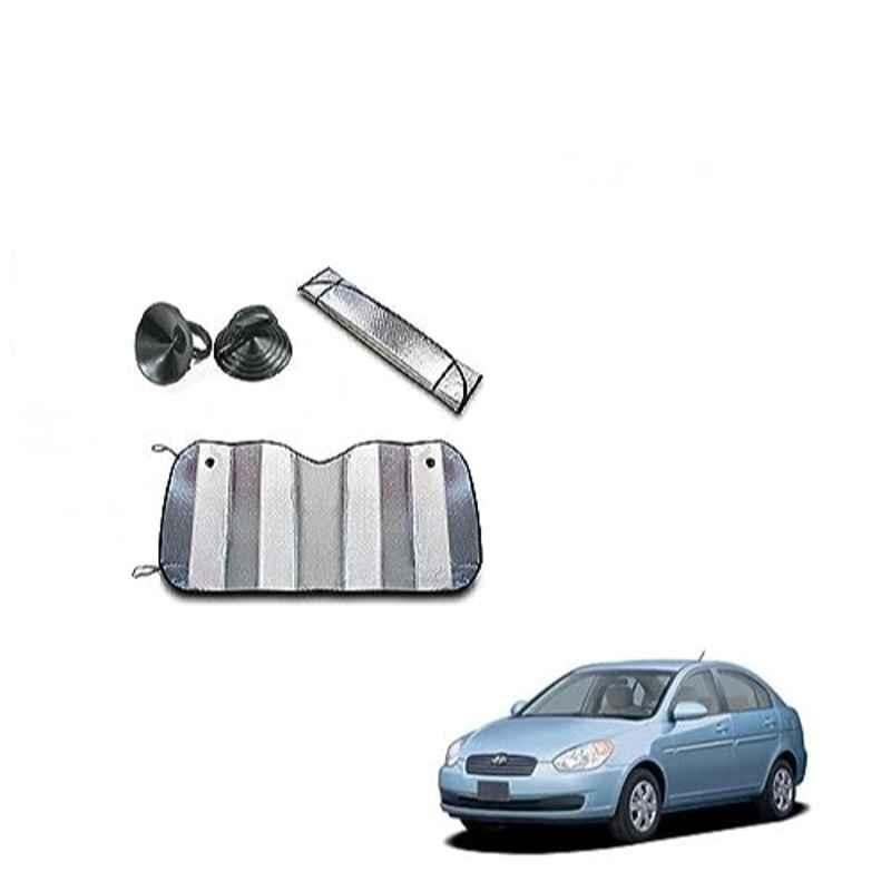 Kozdiko Aluminium Foil UV Protection Silver Windshield Sun Shade for Hyundai Old Verna