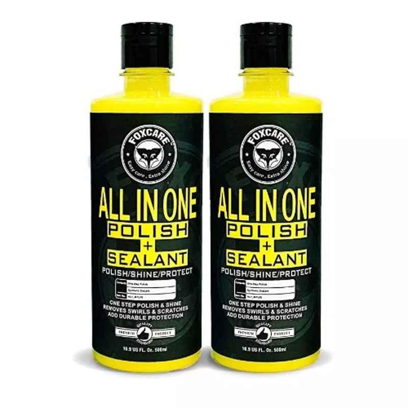 Foxcare 500 Ml Yellow Liquid Liquid Vinyl, Furniture, Plastic & Rubber Automobile Cleaning Multipurpose Polish (Pack of 2)