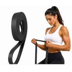 Shopeleven 2x107cm TPE Black Resistance Band for Strength Training, Body Building & Stretching