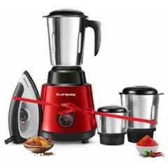Longway Super Pro 500W ABS Plastic Red Wine & Black Mixer Grinder with 3 Jars & Kwid 1100W Dry Iron Combo & 2 Years Warranty