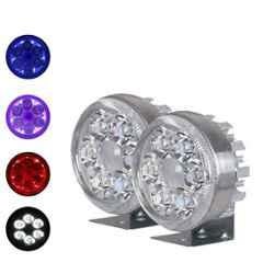 AllExtreme EXG6FGL 2 Pcs 6 LED Red & Blue Angel Eyes Multicolor White Strobe Flash Waterproof Fog Light with Spot Beam Set