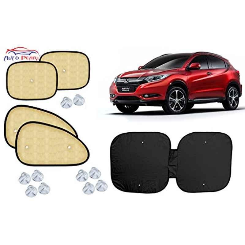 Auto Pearl 5 Pcs PVC & Mesh Beige Window & Front Sun Shade Set for Honda BR-V