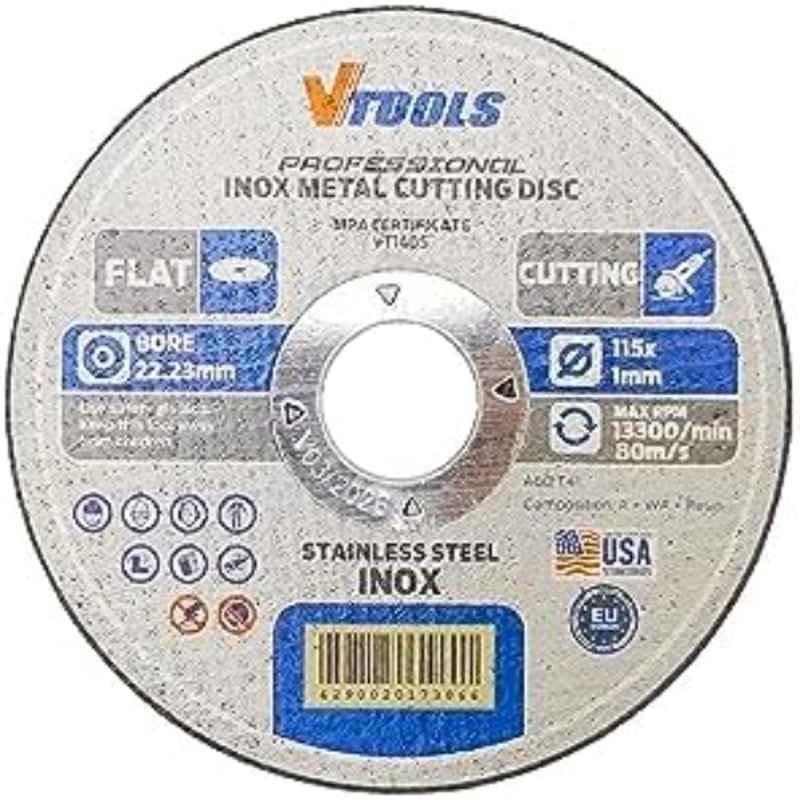 VTOOLS 115x1mm Grey Ultra Thin Metal Cutting Flat Disc for Angle Grinder, VT1405