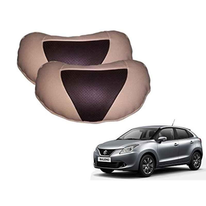 Kozdiko 2 Pcs Brown & Beige Neck Rest Set for Maruti Suzuki Baleno, koz_34747