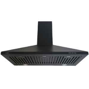 Ruwa AVA 1250CMH 90cm Mild Steel Black Wall Mounted Powder Coated Pyramid Shape Kitchen Chimney