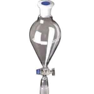 Glassco 250ml Boro 3.3 Glass Stopcock Pear Shape Separating Funnel with Glass Stopcock, 162.210.06