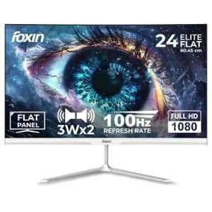 Foxin Elite FM 2400 24 inch 1920x1080p FHD White Flat LED Monitor with Flicker-Free, Frameless, Slim Bezel & HDMI & VGA Ports