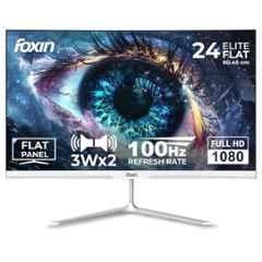 Foxin Elite FM 2400 24 inch 1920x1080p FHD White Flat LED Monitor with Flicker-Free, Frameless, Slim Bezel & HDMI & VGA Ports