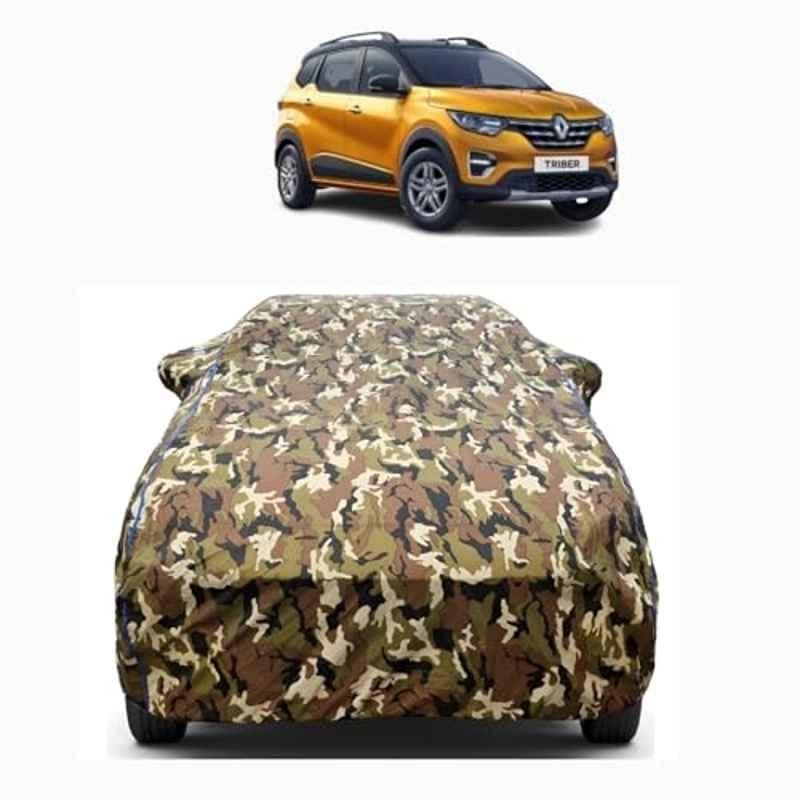 Aarex Auto Polyester Jungle 100% Waterproof Car Body Cover with Mirror Pocket & Bottom Elastic Triple Stitched for Renaults Triber (2015-2026) Model, BRZ-03-Jungle