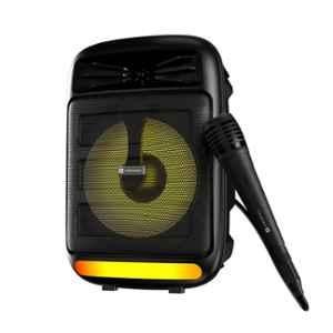 Portronics Melomix 20W Portable Bluetooth Black Speaker with Wired Karaoke Mic & 5 hr Playtime, ‎POR-2018