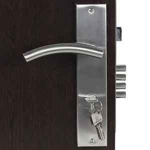 Handle Waala MG1102 10 inch 60mm Stainless Steel Silver Cylindrical Plate Both Side Key Mortise Door Lock Set