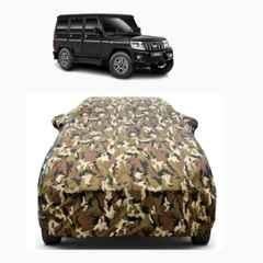 Aarex Auto Polyester Jungle 100% Waterproof Car Body Cover with Mirror Pocket, Soft Cotton Triple Stitched & Custom Fit for Mahindra Bolero