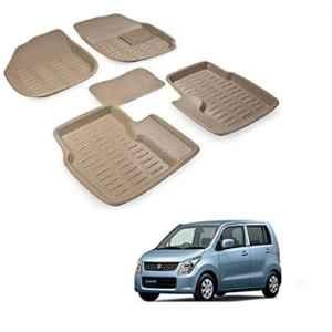 Kozdiko Thermoplastic Elastomer Beige 3D Car Floor Mat Set for Maruti Suzuki WagonR Next gen 2019-Present