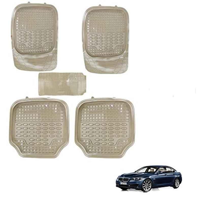 Kozdiko 5 Pcs 4G Beige Rubber & PVC Heavy Car Foot Mat Set for BMW 5 Series, koz_80909