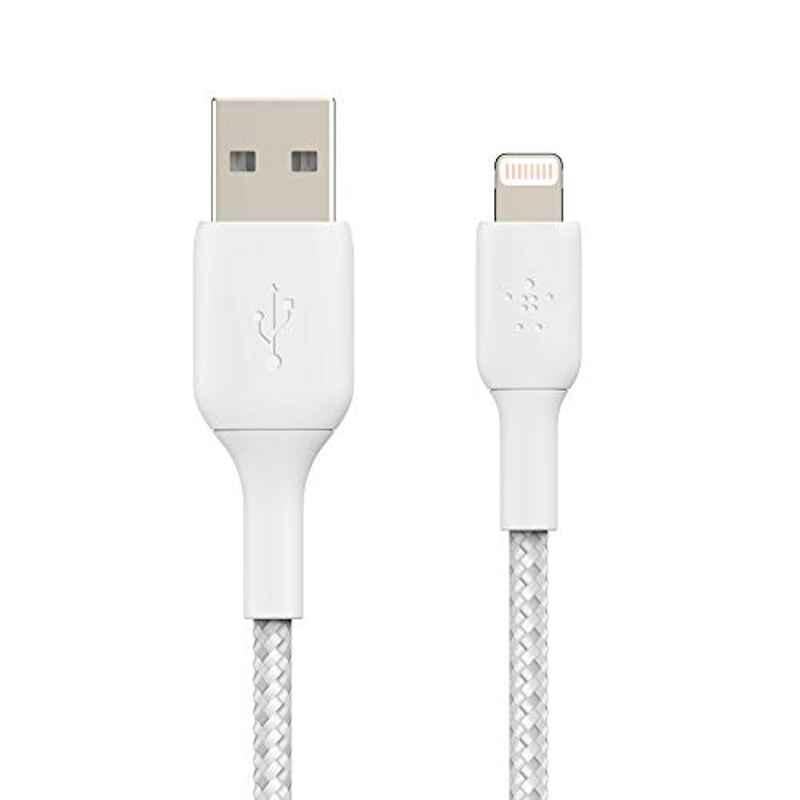 Belkin 6 inch White Boost USB-A to Lightning Braided Cable, CAA002BT0MWH